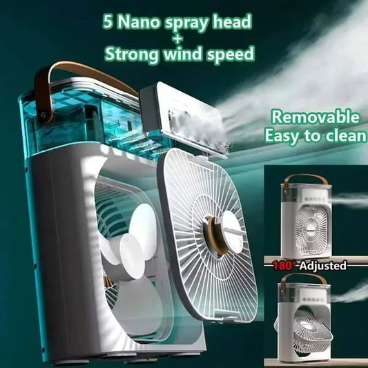 "3-in-1 Portable Air Conditioner Fan with LED Light"